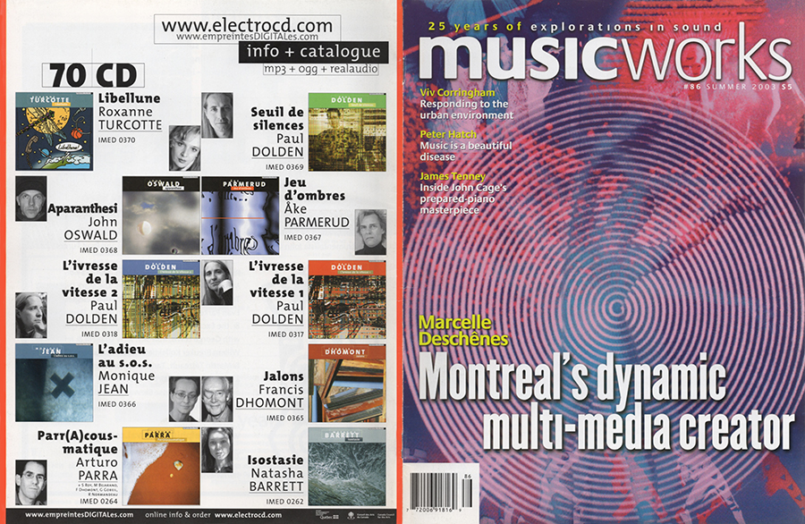 Cynthia Hiebert magazine Musicworks 86 cover